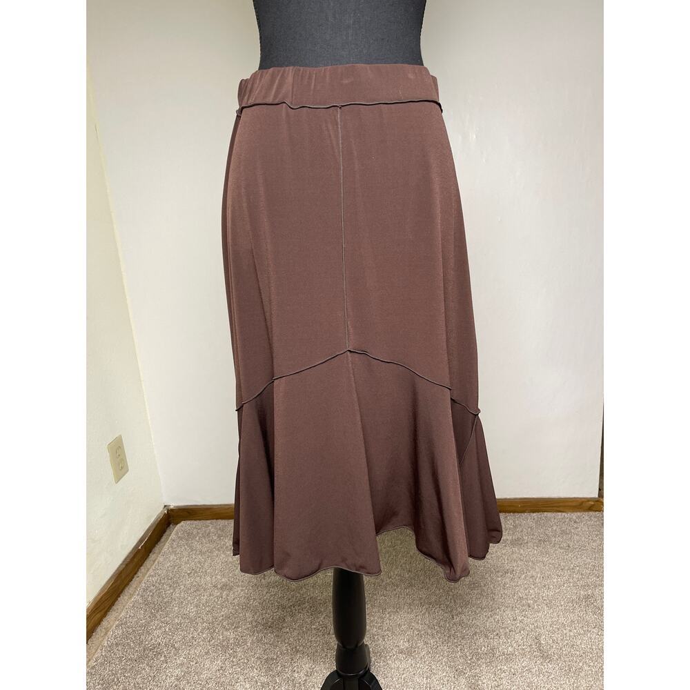 VTG Studio M Y2K Chic Classic Asymmetrical Midi Skirt Chocolate BrownS
